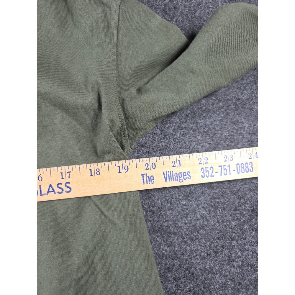 Frank & Eileen Patrick Popover Henley Collared V-neck Raw Hem Sz Olive Green - Picture 7 of 7